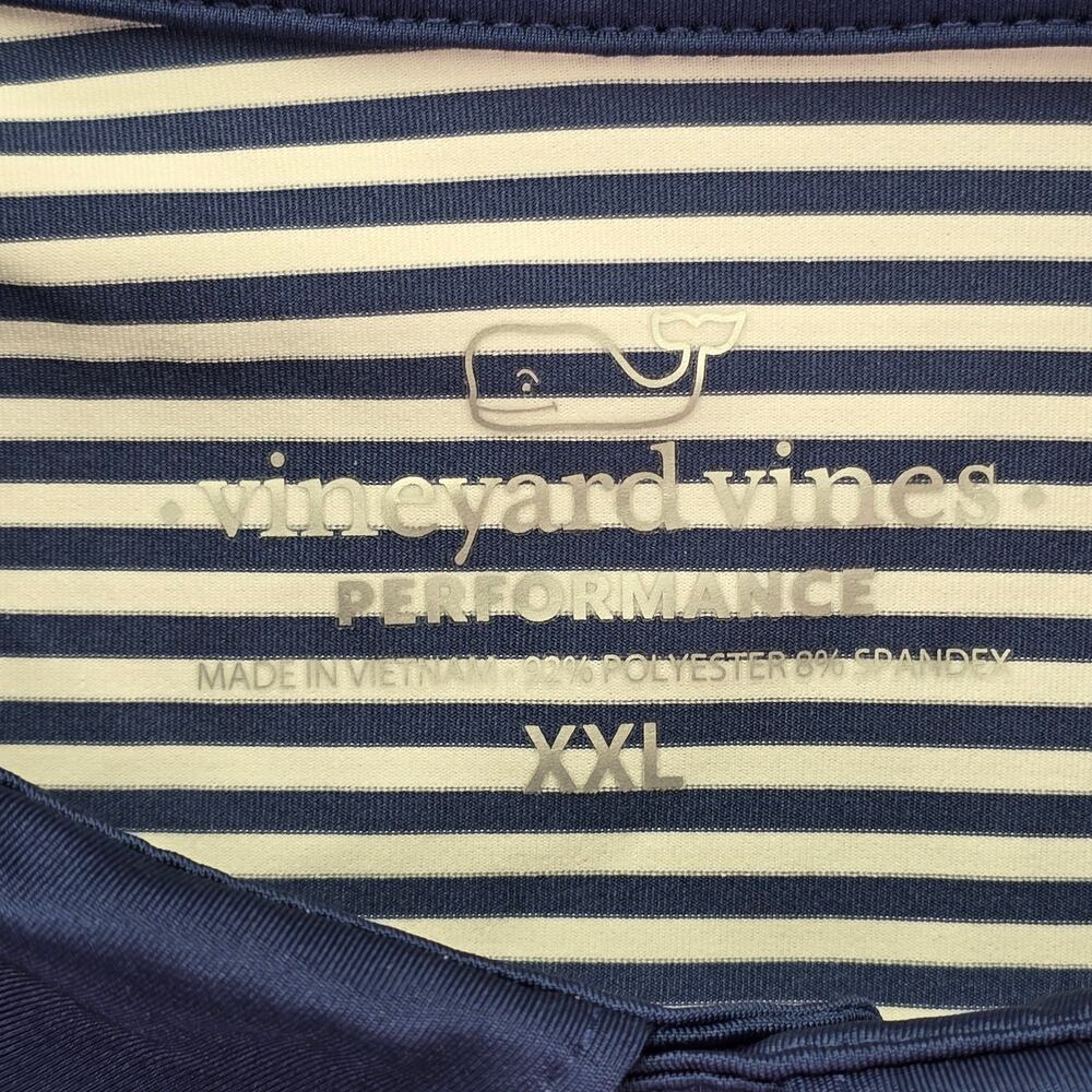 Vineyard Vines Performance Polo Shirt Mens XXL Blue White Striped Golf Stretch - Picture 3 of 5